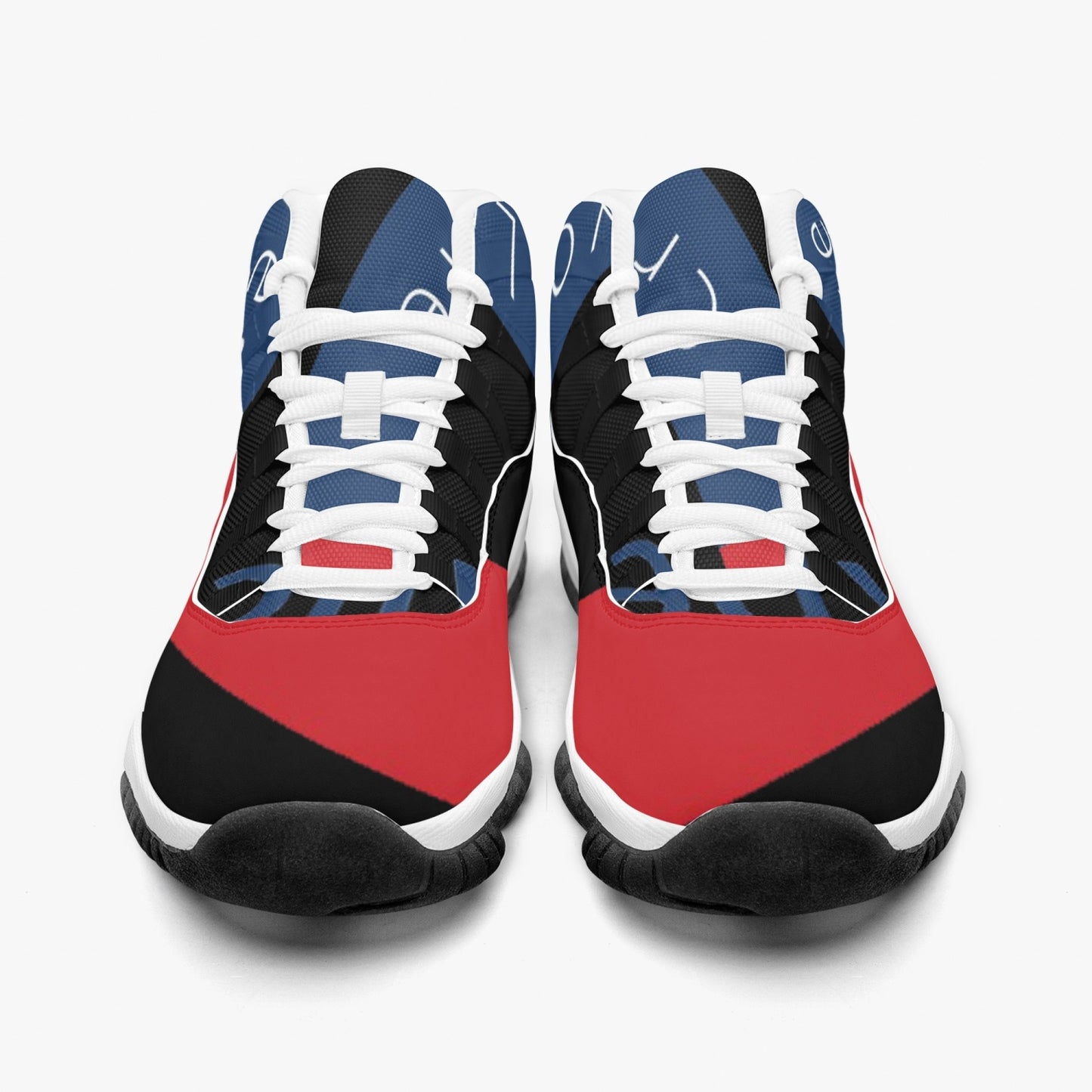 AJ11 Style Basketball Sneakers - Red, White and Blue