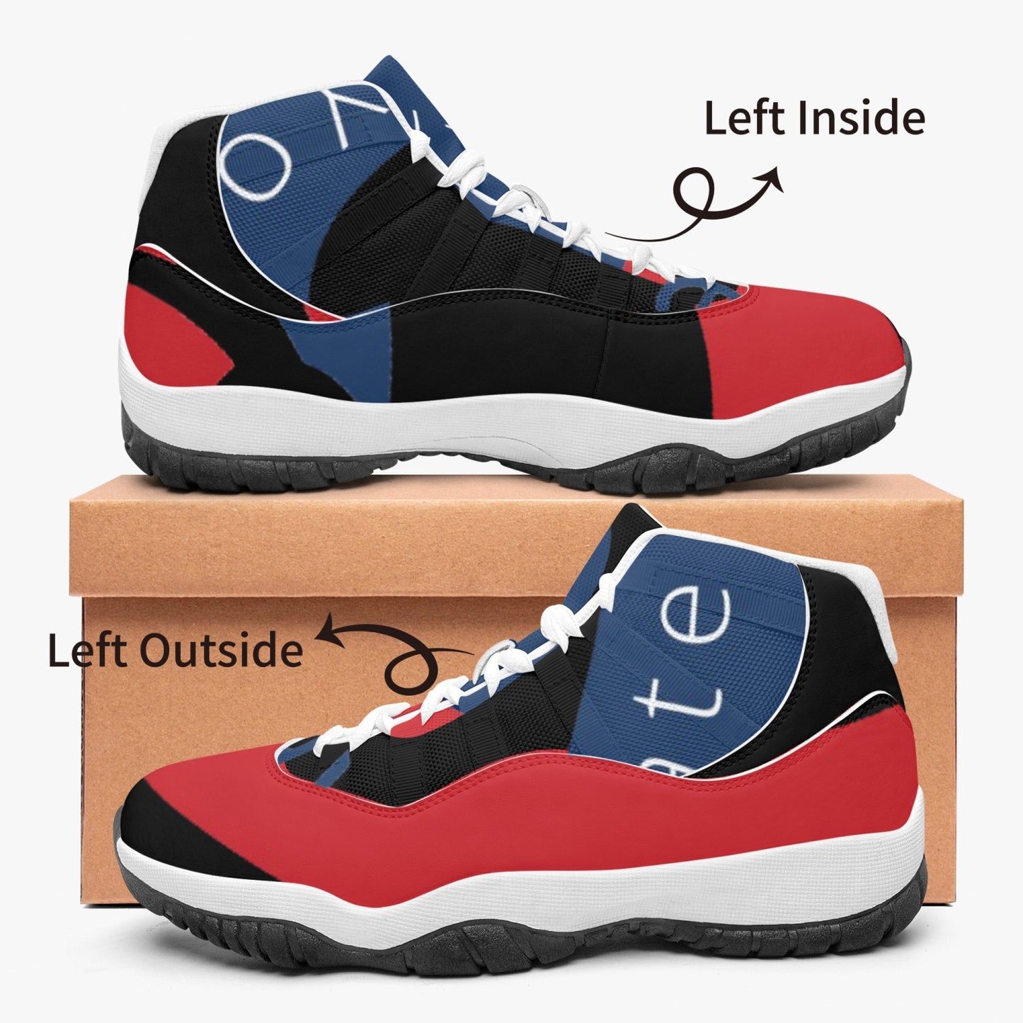 AJ11 Style Basketball Sneakers - Red, White and Blue
