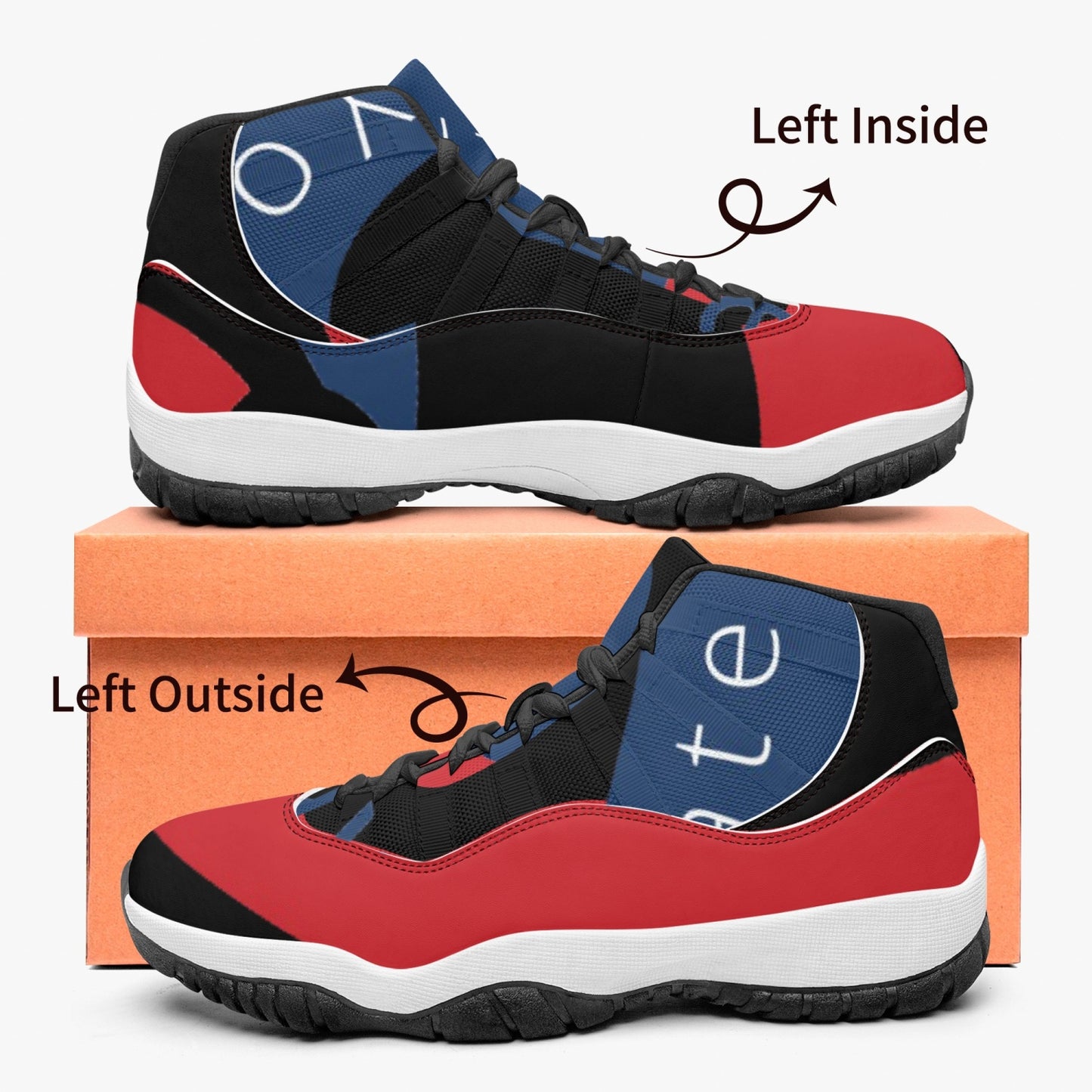 AJ11 Style Basketball Sneakers - Red, White and Blue